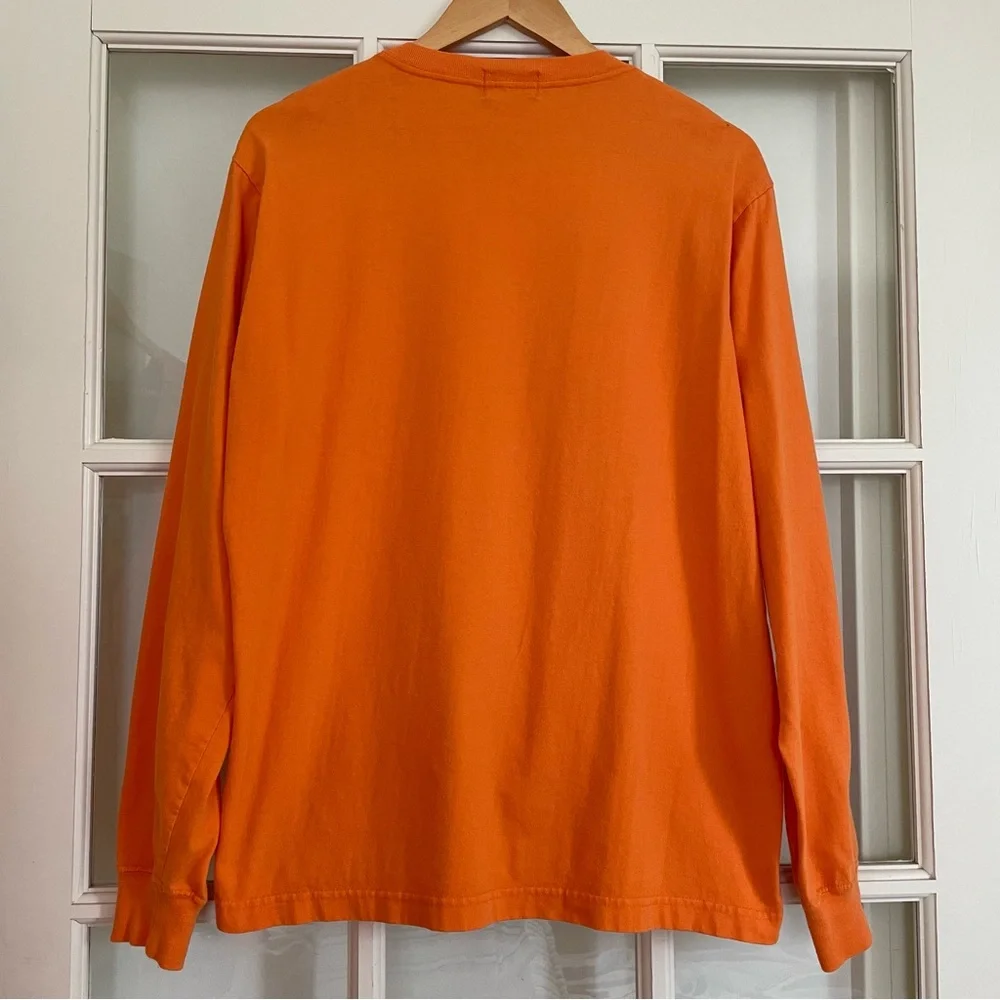 J Crew vintage 90s orange long sleeve t-shirt tee 100% cotton made in USA large